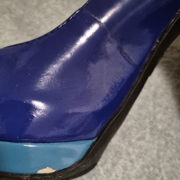 Mossimo Womens Stiletto Heels Shoes Size 8 Slip On Blue/Teal Peep Toe - Picture 11 of 12